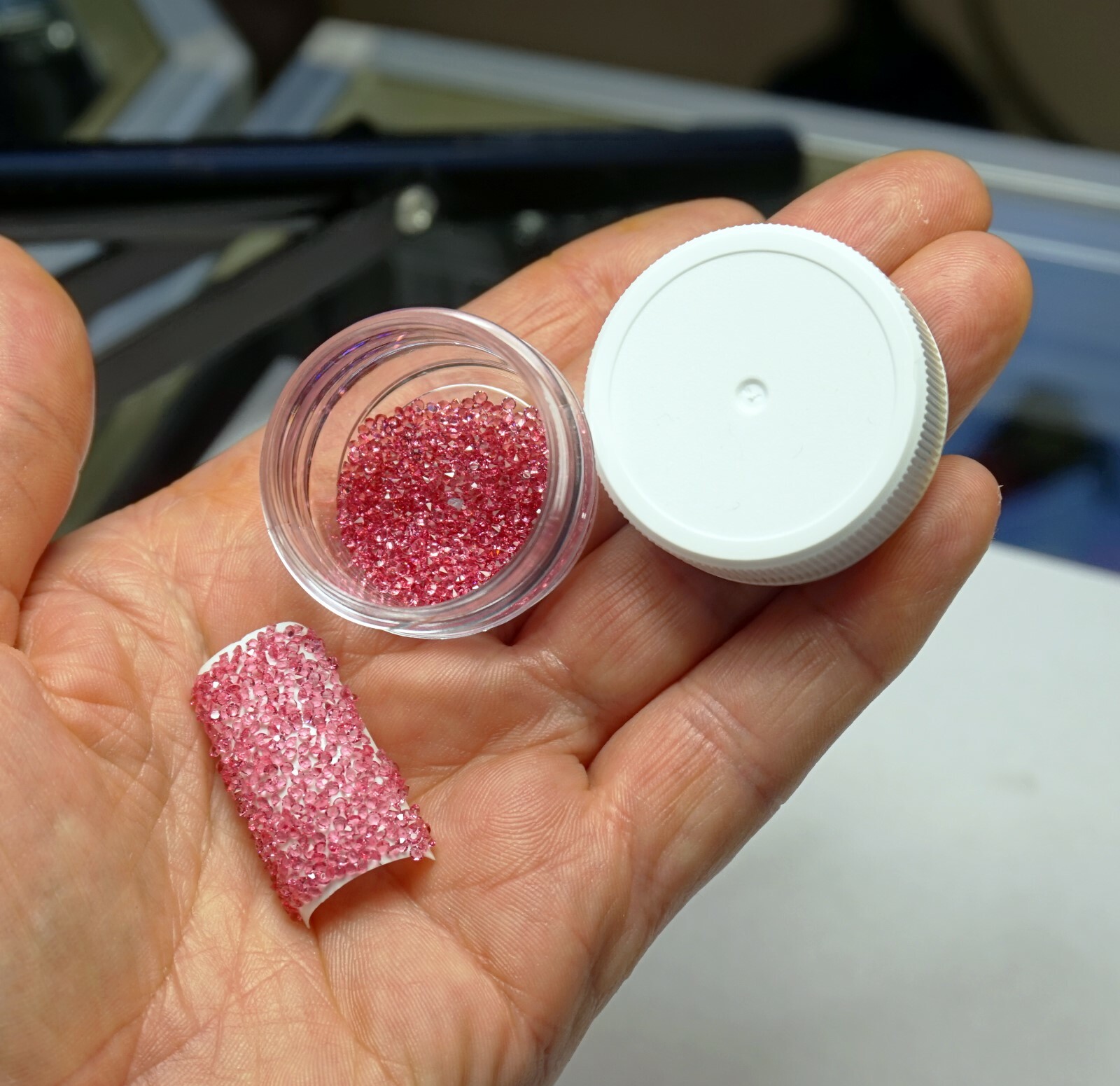 PREMIUM PINK CRYSTALS FOR NAILS 1000 Pixiecrystals Nail Art Small Gift