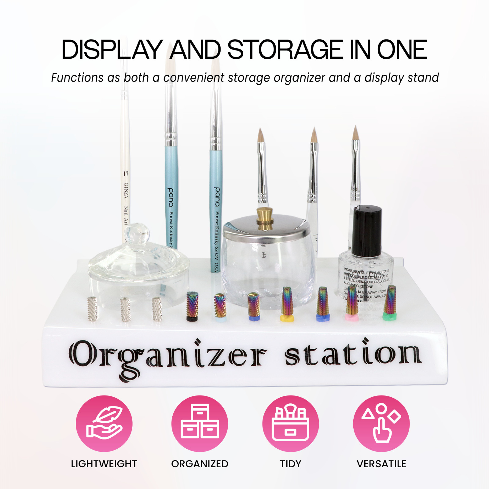 Beauticom Professional White Salon Nail Tool Organizer Tabletop Station
