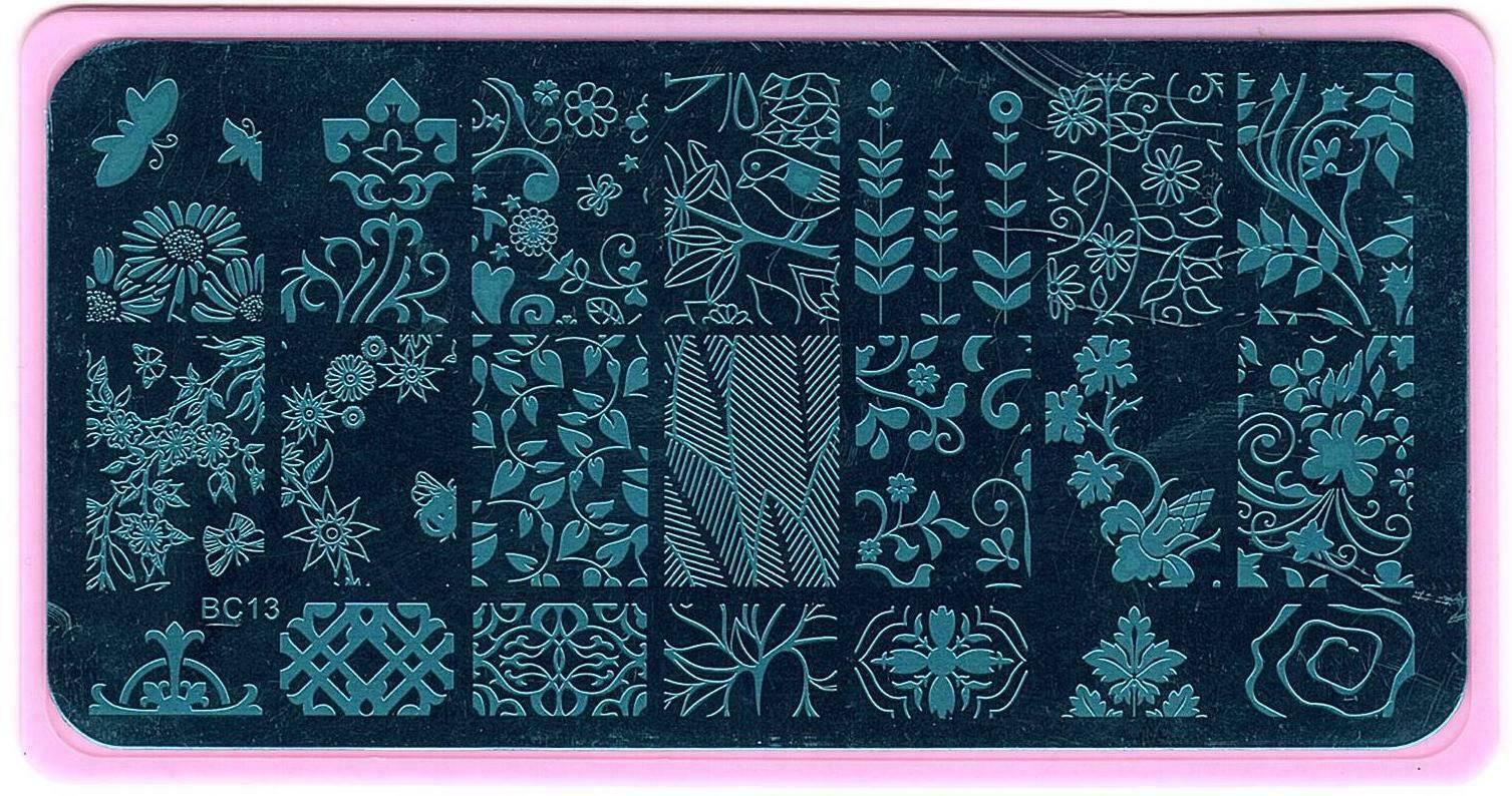 Nail Art Different Designs Stamping Image Plates with Pink Holder BC11 to BC15