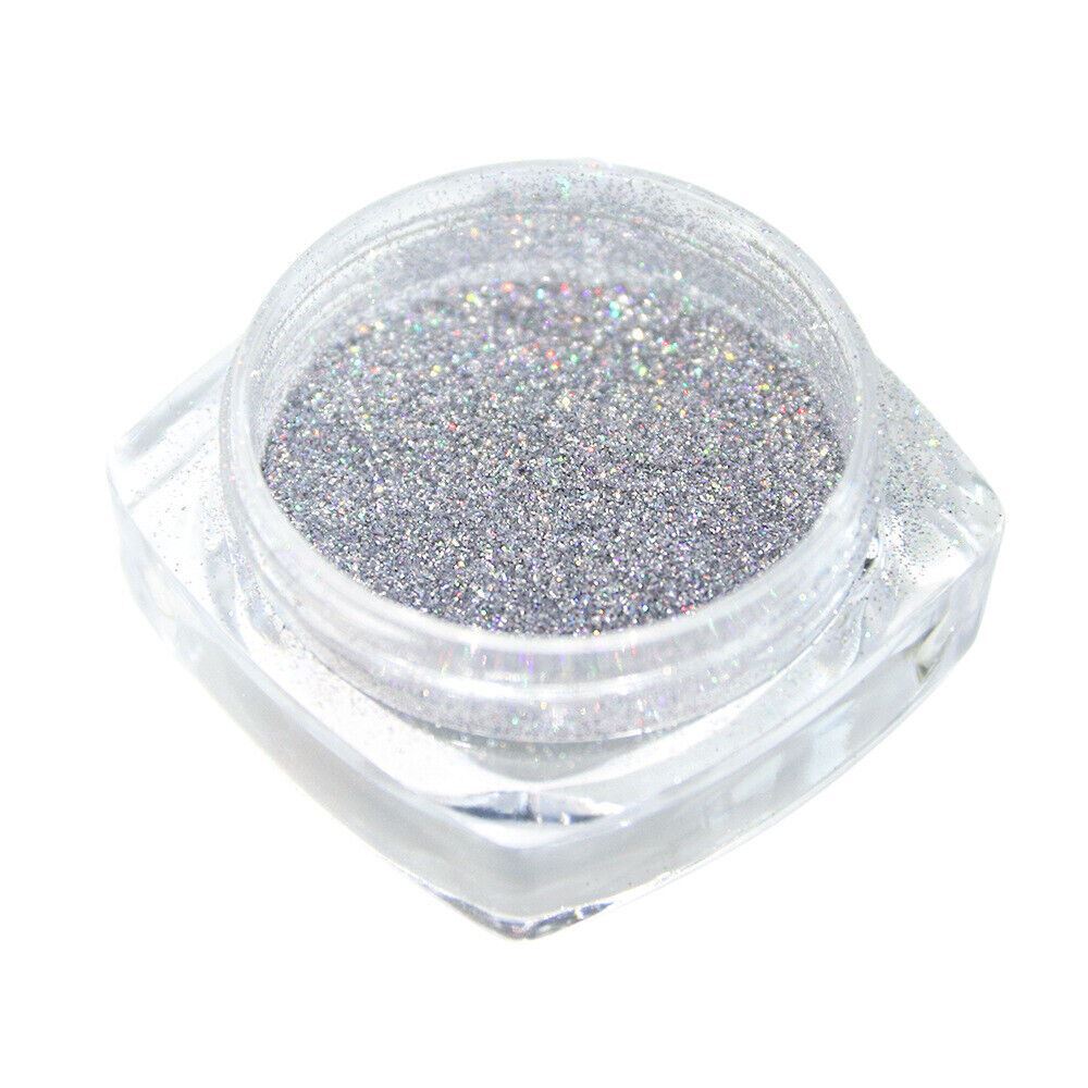 Holographic Nail Powder With Applicator Chrome Shimmer Mirror Glitter Pigment