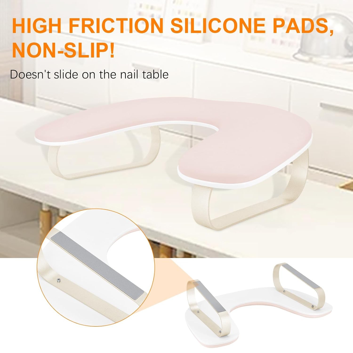 Arm Rest for Nails Tech Upgraded 10° Inclined U-Shaped Manicure Nail Arm Rest