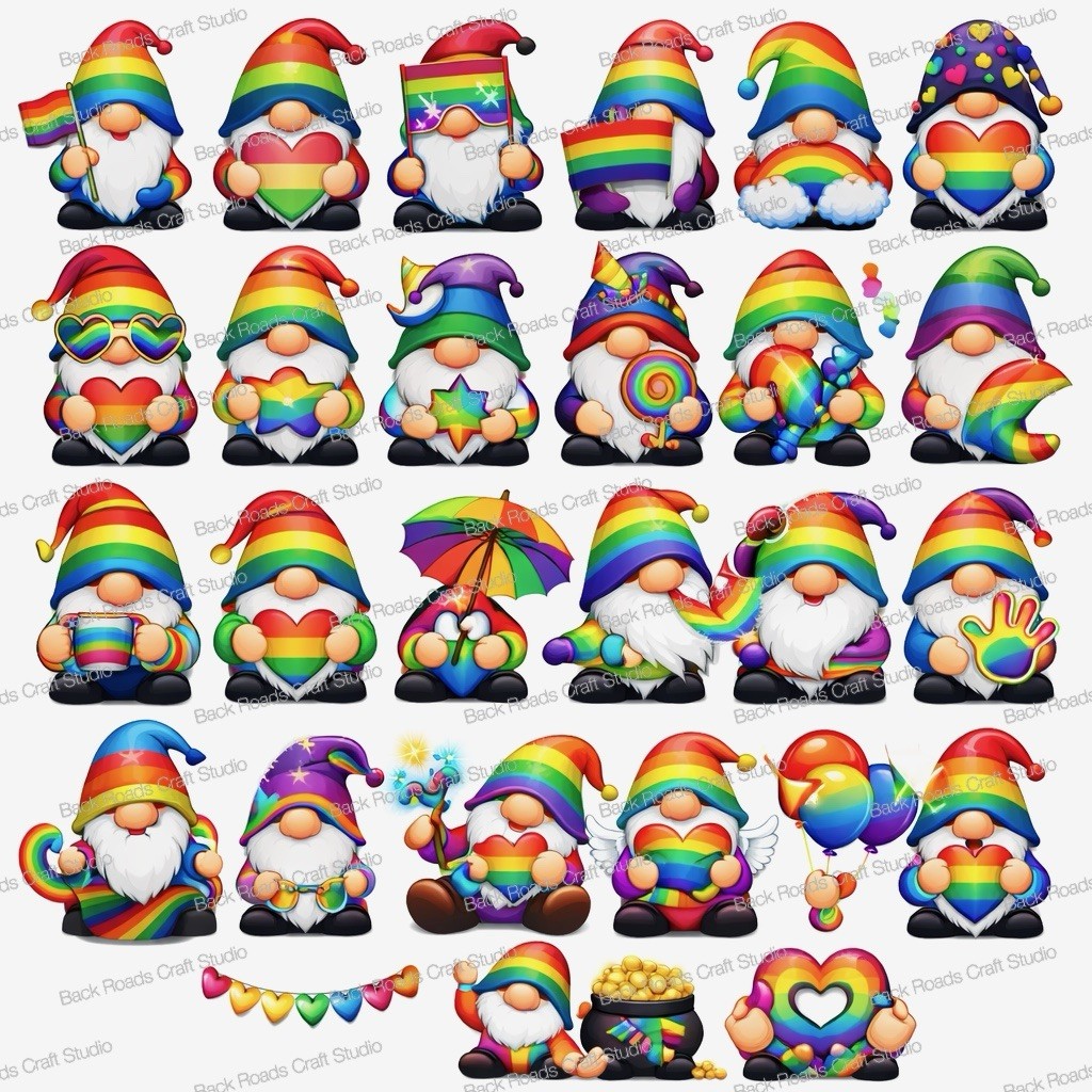 Pride Gnomes LGBTQ Waterslide Nail Art Decals Set Of 50 Instructions Bonus