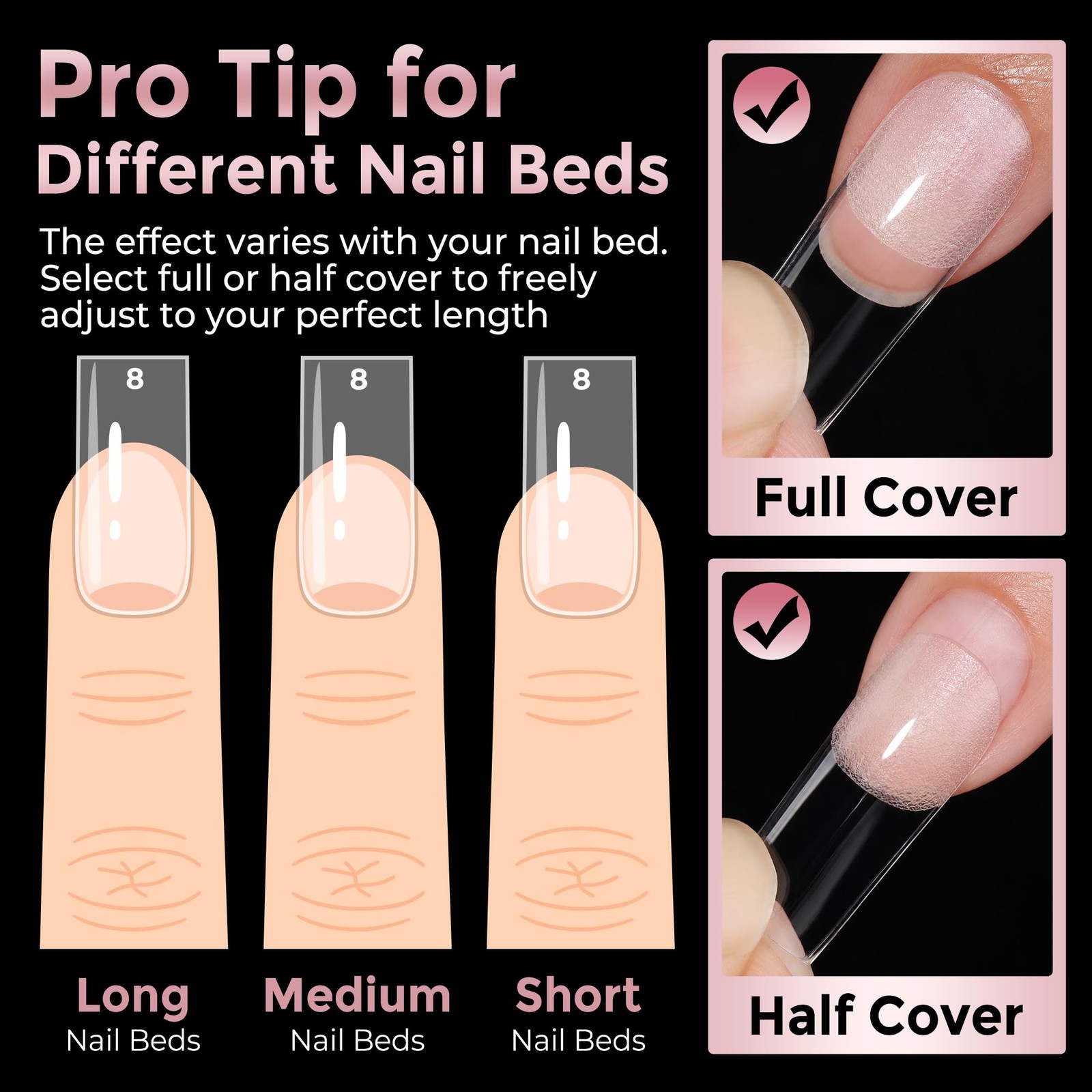 Luckyfairy Sharp Square Nail Tips, 240PCS Medium Square Press On Nail, 12 Siz…