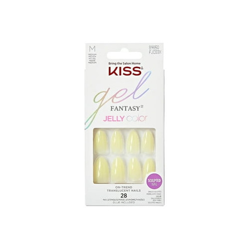 KISS Gel Fantasy Jelly Color Press-on Nails, Light Yellow