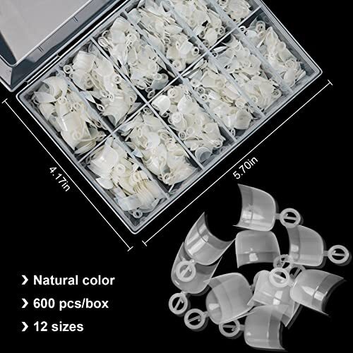Short Nail Tips- 600PCS Oval Half Cover 600pcs Natural Short Oval Nail Tips