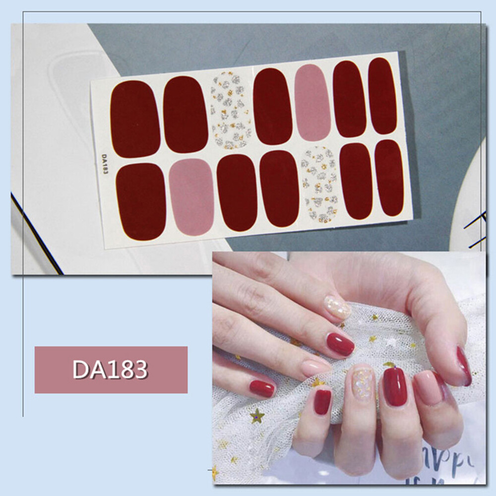 Gel Nail Stickers Full Nail Wraps Semi Cured Gel Nail Strips Polish Glitter*