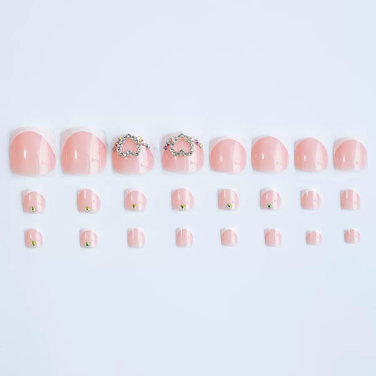 CTTHNBD Press on Toenails – White French Tip Fake Nails with Standard, Pink
