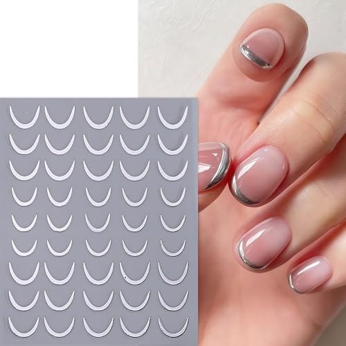 6 Sheets French Stripe Line Nail Stickers Metallic Stripe Lines french tip line