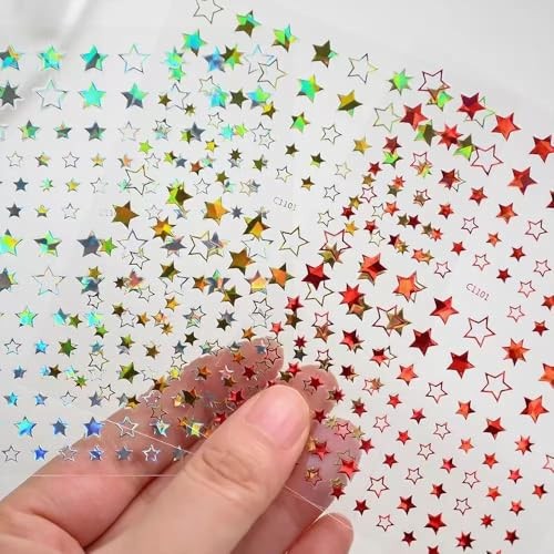 12 Sheets Shiny Star Nail Stickers 3D Self Stickers 1030 Stickers 1030-35