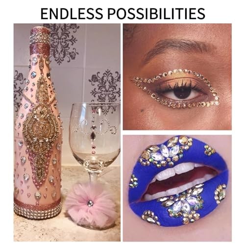 1 Box Nail Art Rhinestones Multi Shapes 3D Flatback Bedazzling Champagne Gold