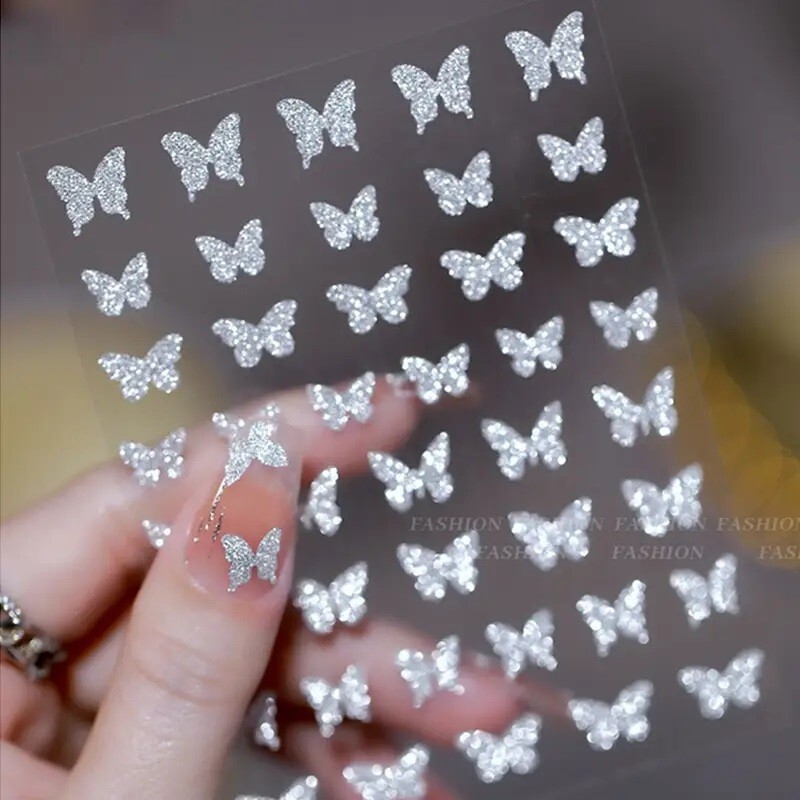 5 Sheets/Set – 3D Reflective Glitter Heart, Star, Fire Nail Art Vinyl Stickers