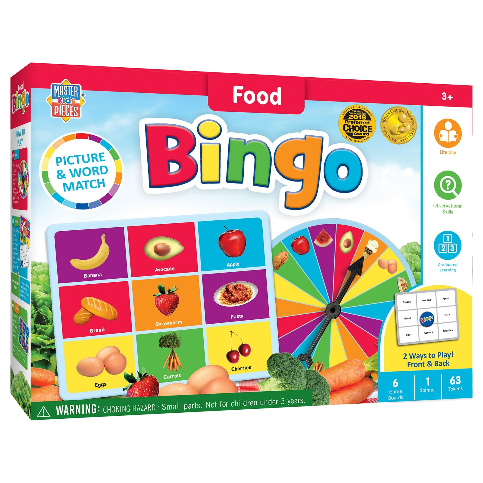 MasterPieces Kids Games – Food Bingo Game – Fun Family Medium, Multicolor