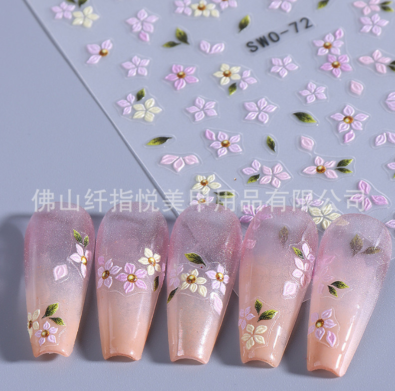 5D Embossed Balloon Star Floral Flowers Heart Nail Art Stickers Decals DIY NS52