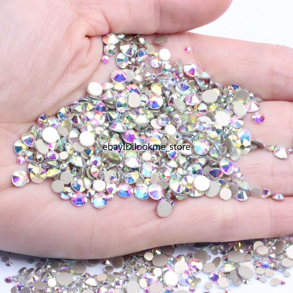 SS3-50 Crystal Clear & AB Flat Back Rhinestones Glass Beads Nail Art Craft Gems