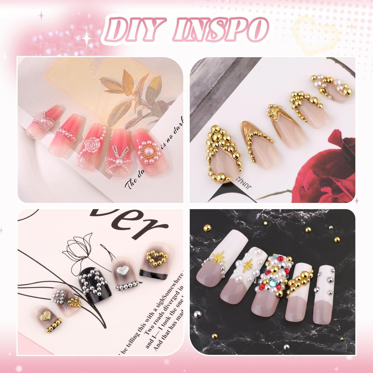 Elegant Nail Art Pearls & Adhesive Glue – 15 Durable Beads for Creative Projects
