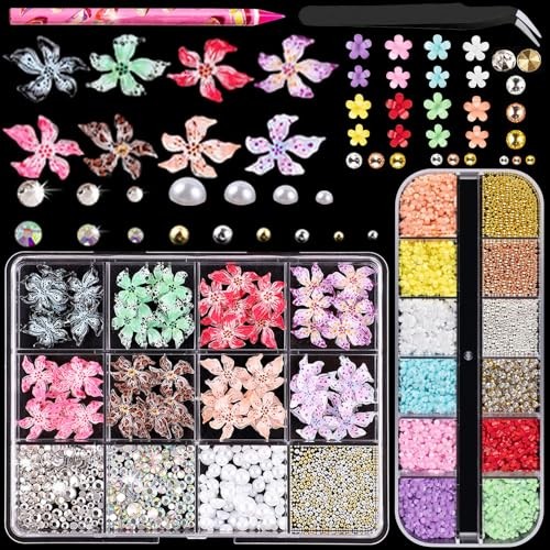 3D Nail Charms and Gems for Nail Art 3D Flower Rein 2pcs multicolor flowers-1