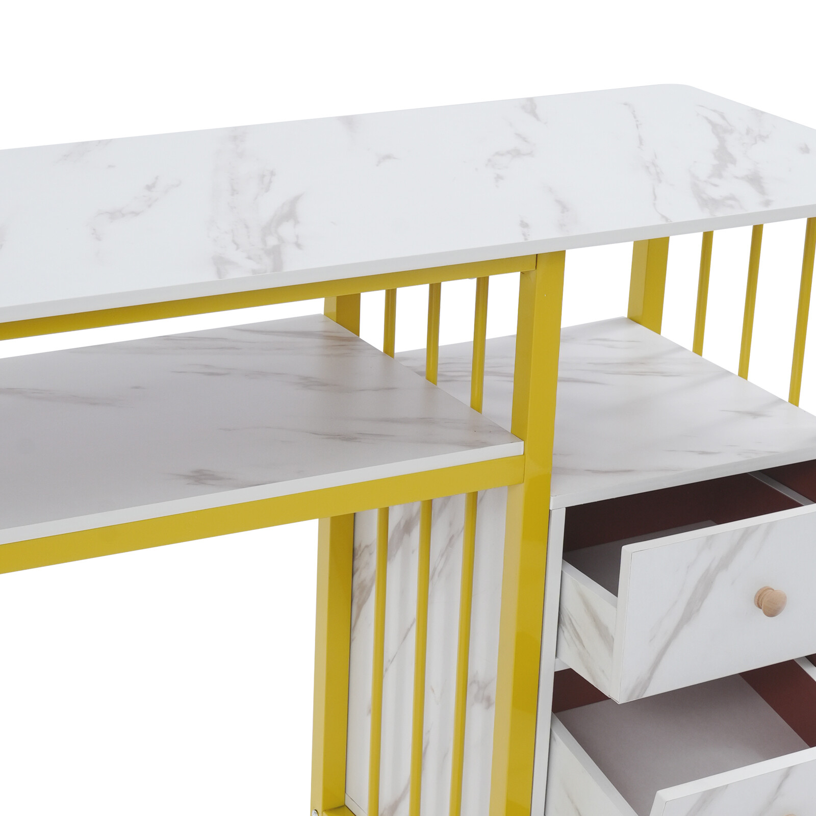 Marbling Texture Nail Desk Manicure Table Station Manicure Desk with 3 Drawers