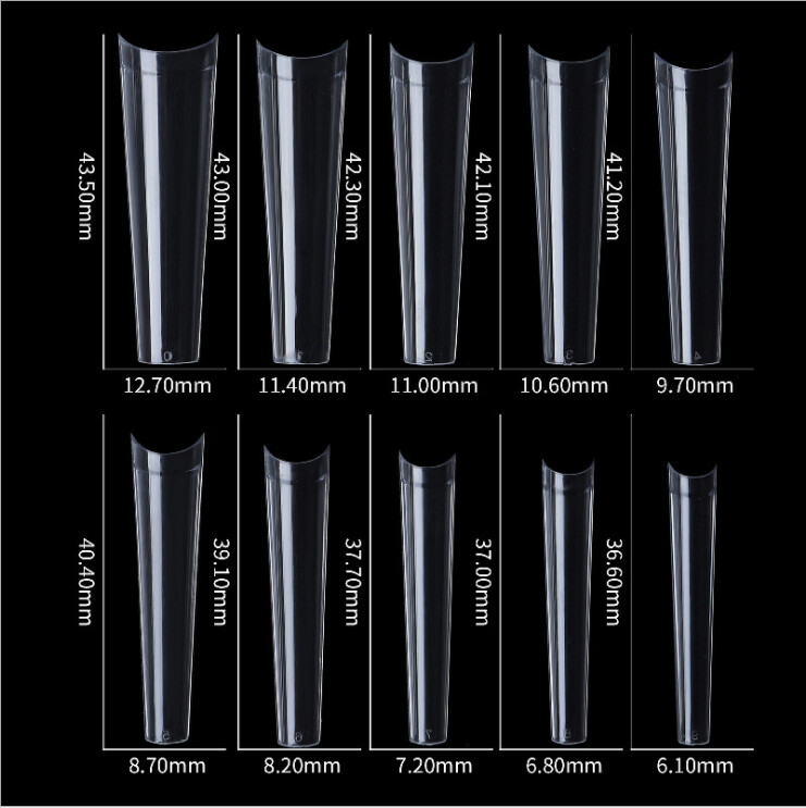 500 Pcs Extra Long C Curve Coffin False Nail Tips Acrylic French Nail Art Tips