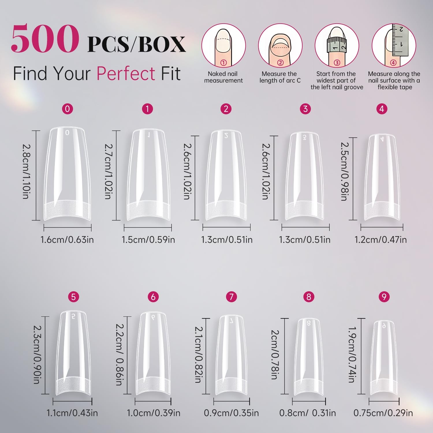 krofaue French Nail Half Matte Tips, Tips