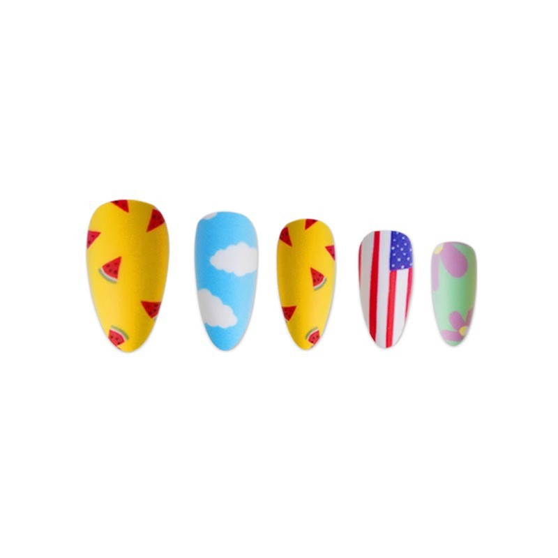 Independence Day Flag Cloud Almond Press On Nails Wholesale
