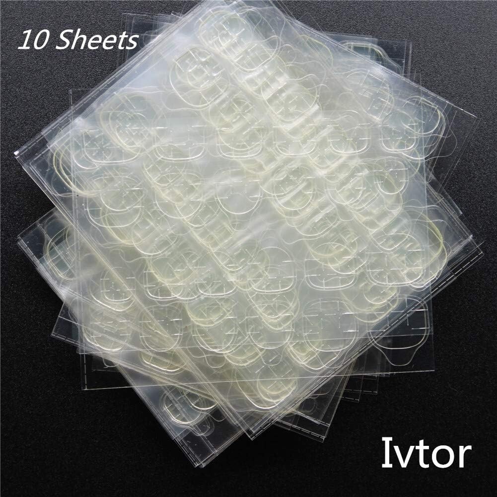 Multi-Purpose Nail Adhesive Tabs – Double Sided Stickers – 10 Sheets, 12 Sizes