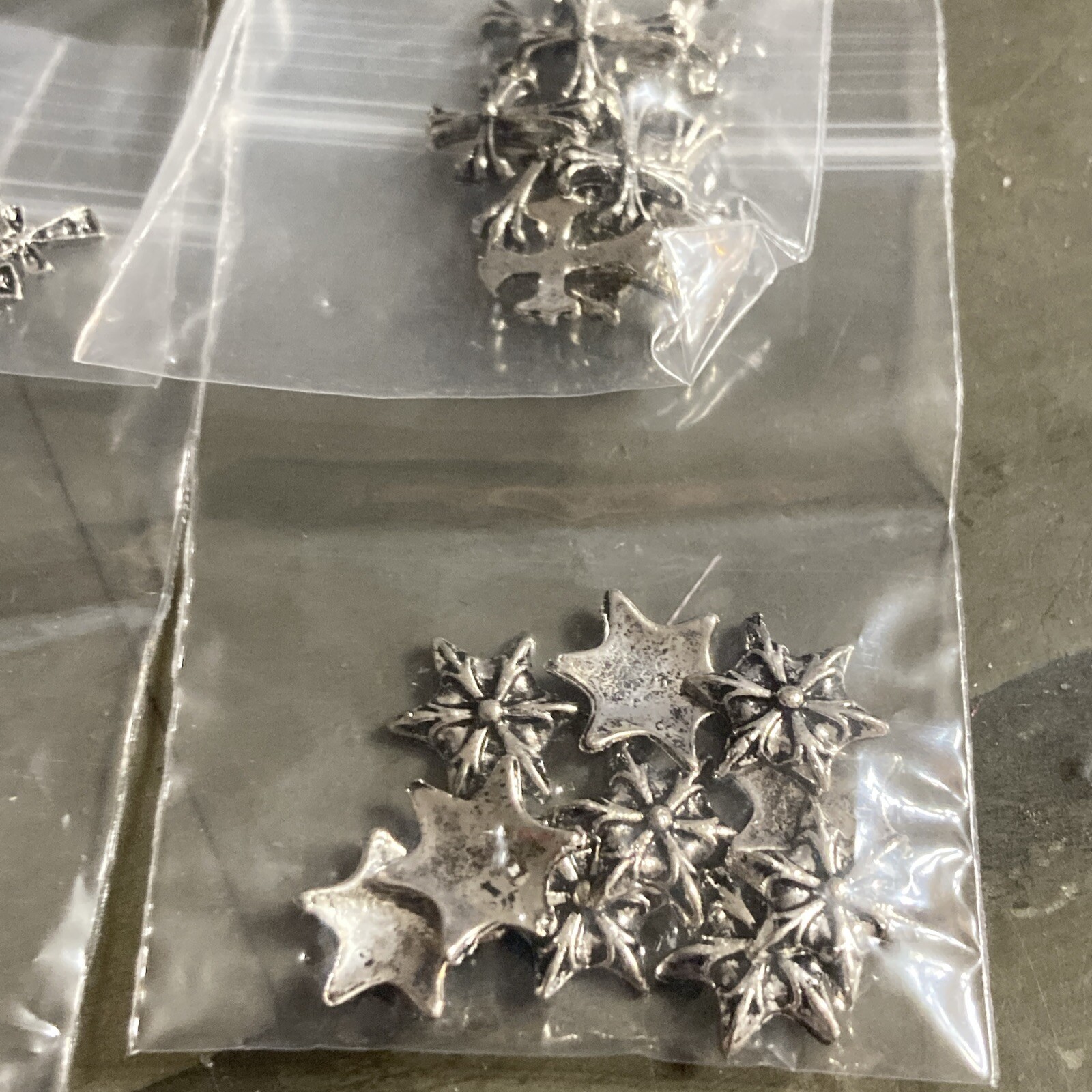 10 Packs Of 10. 3D Cross Nail Art Charms Vintage Silver Metal Chrome