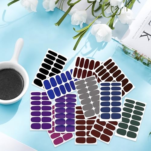 12 Sheets 168 Pcs Dark Color Solid Nail Polish Strips for Style 4 Pink Series