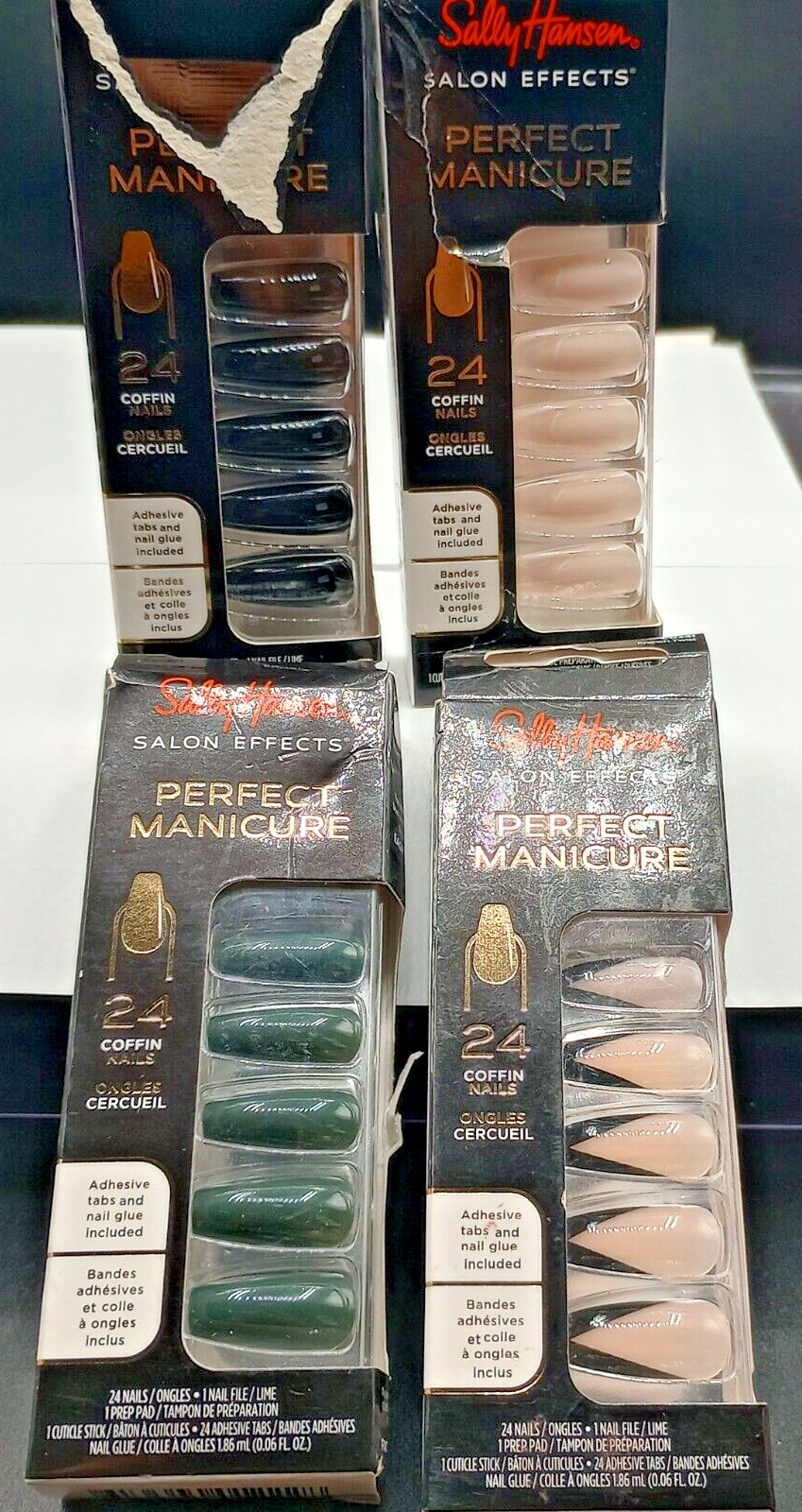 (4 Pk) Sally Hansen Perfect Manicure Salon Effect Coffin #Assorted Color- 24 Ct.