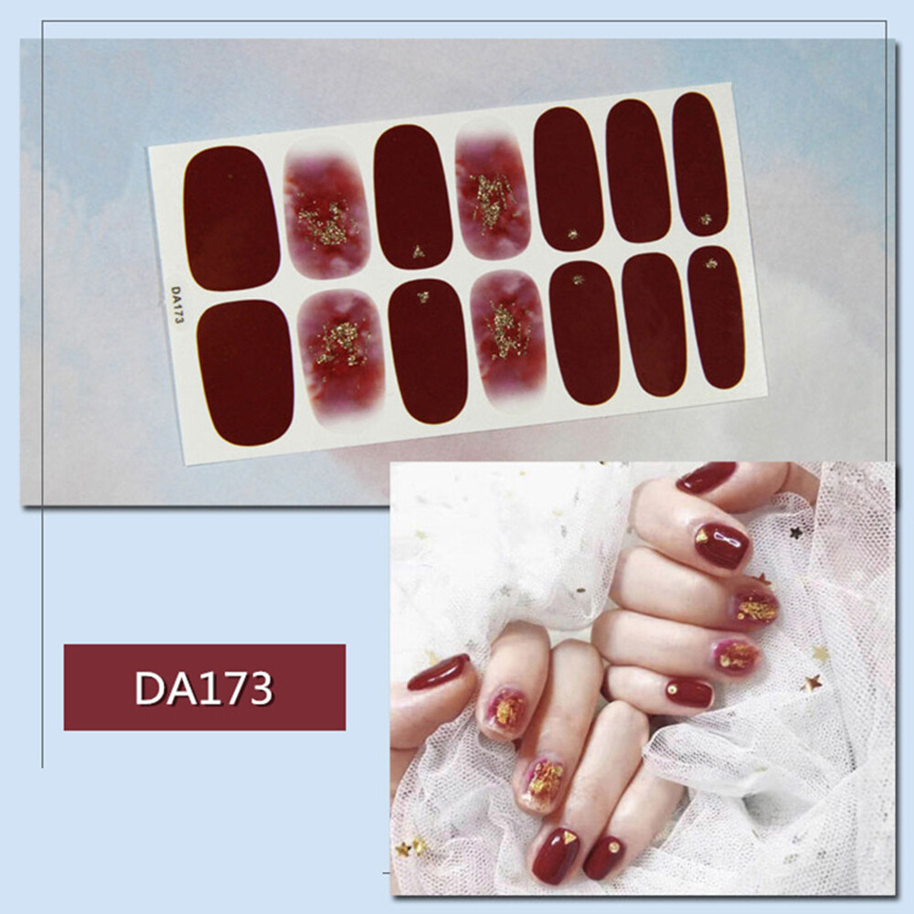 Gel Nail Stickers Full Nail Wraps Semi Cured Gel Nail Strips Polish Glitter*