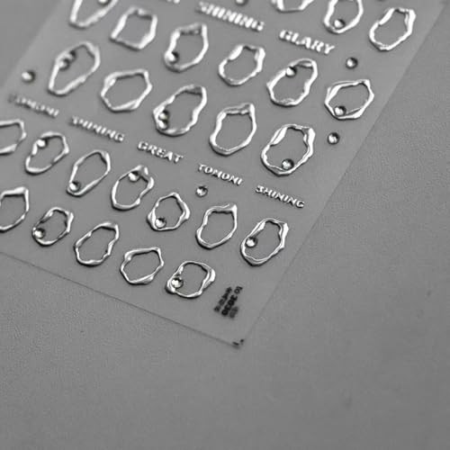 Silver Gold Nail Art Stickers Decals 5D Embossed Nail Decals for Nail Style-a