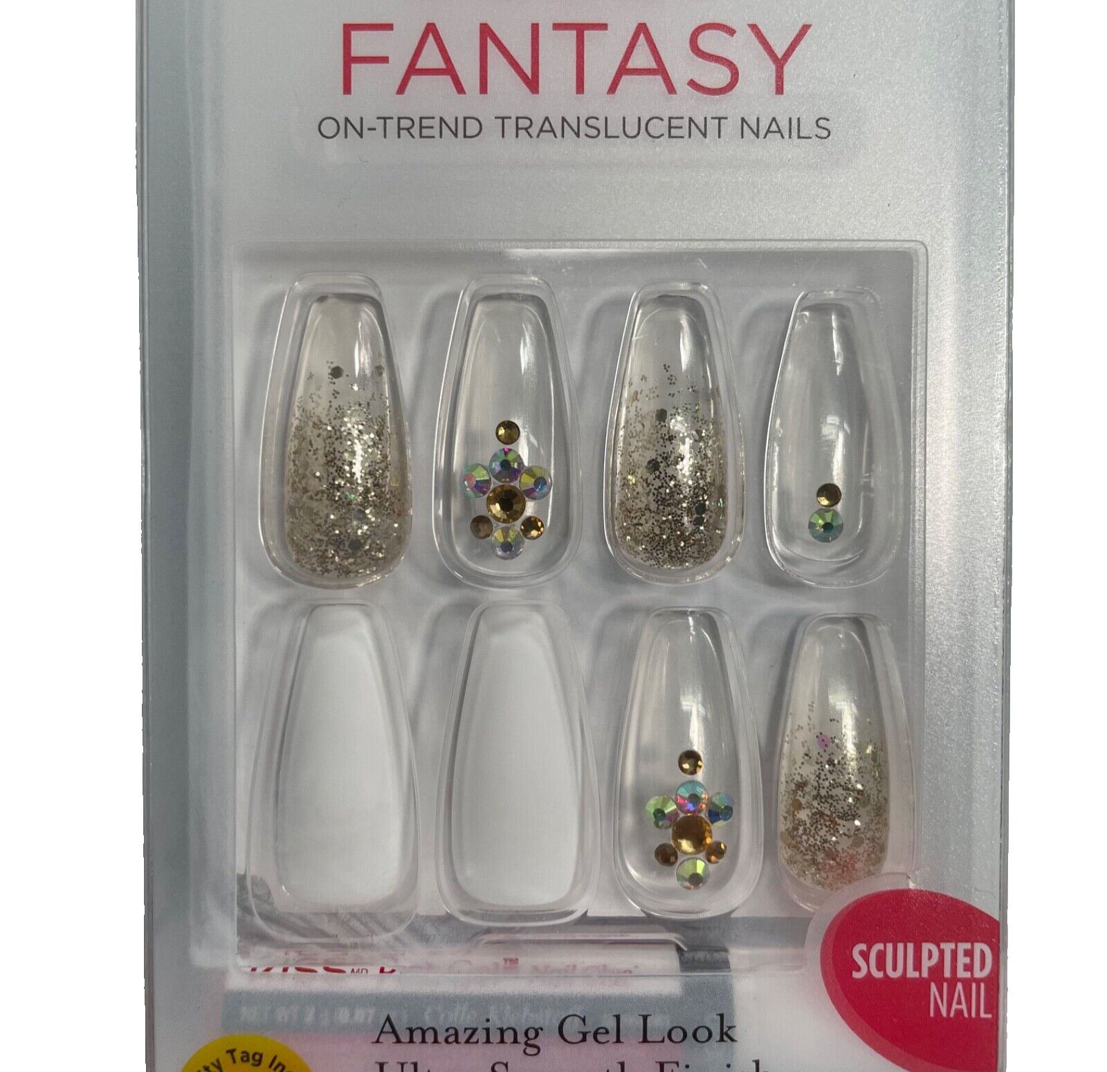 KISS Jelly Fantasy Translucent Long Nails Glitter Crystals Embellished KFFJ03