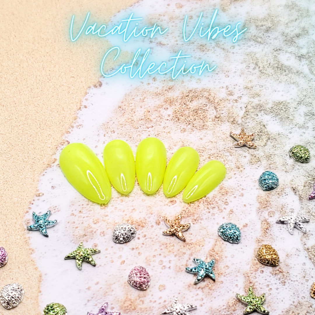 #433 Neon Green Press On Nails | Handmade | Hard Gel Glue On Nails