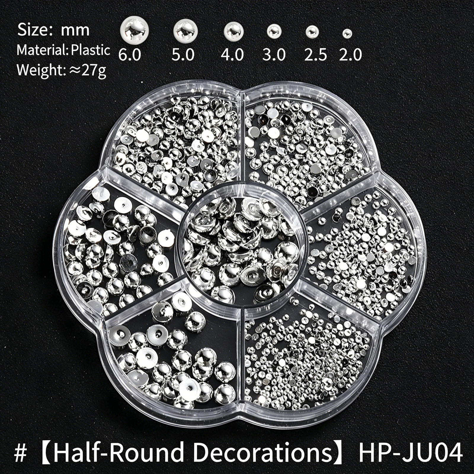 Nail Rivet Decorations, Semicircular Steel Beads, Gold & Silver Mixed Metal Pack