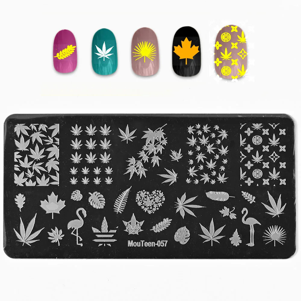 beautiful Nail Stamping Plates Autumn Winter Leaves Design Polish Stencil Nail