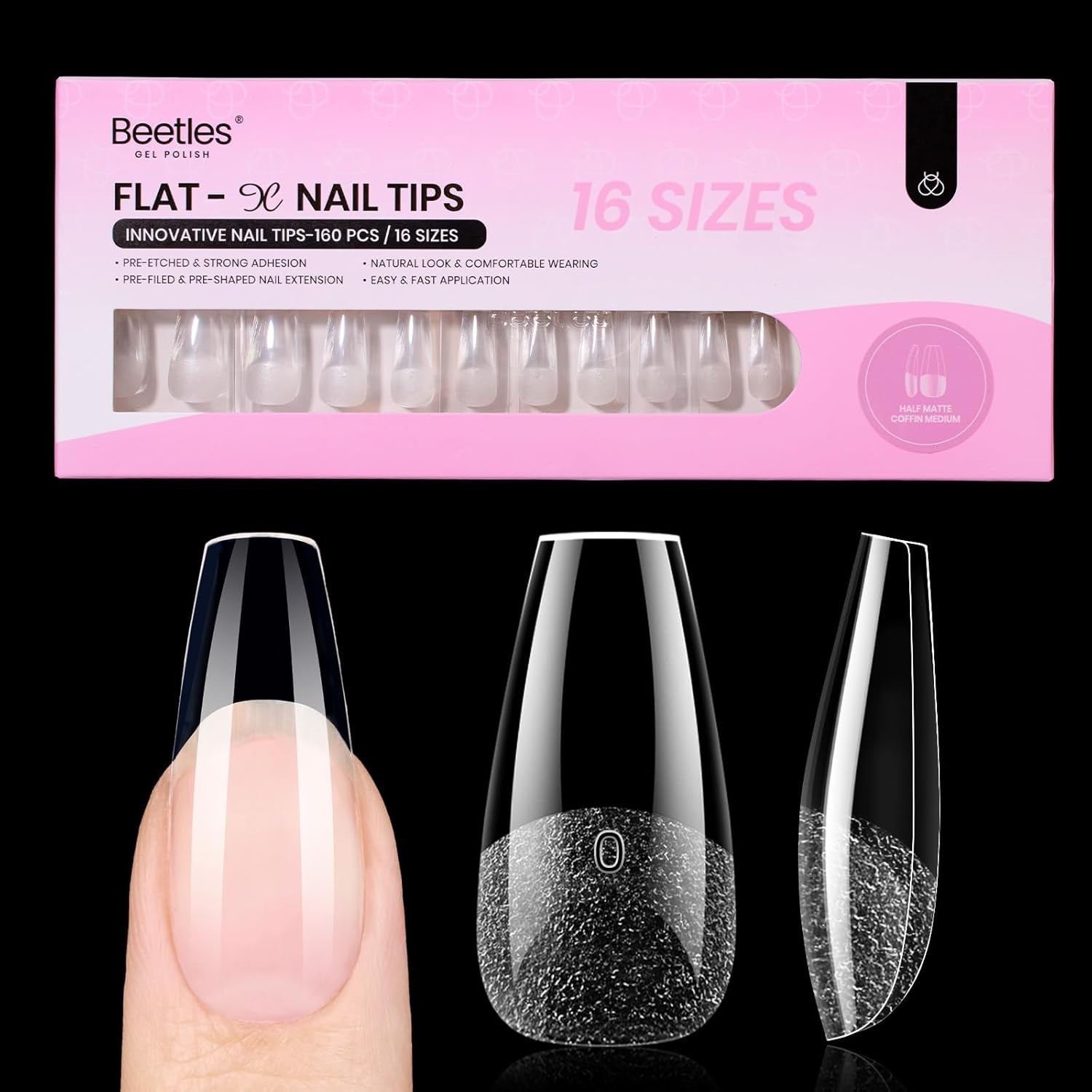Long Lasting Coffin Gel Nail Tips – 160 pcs Easy DIY Extensions for Nails