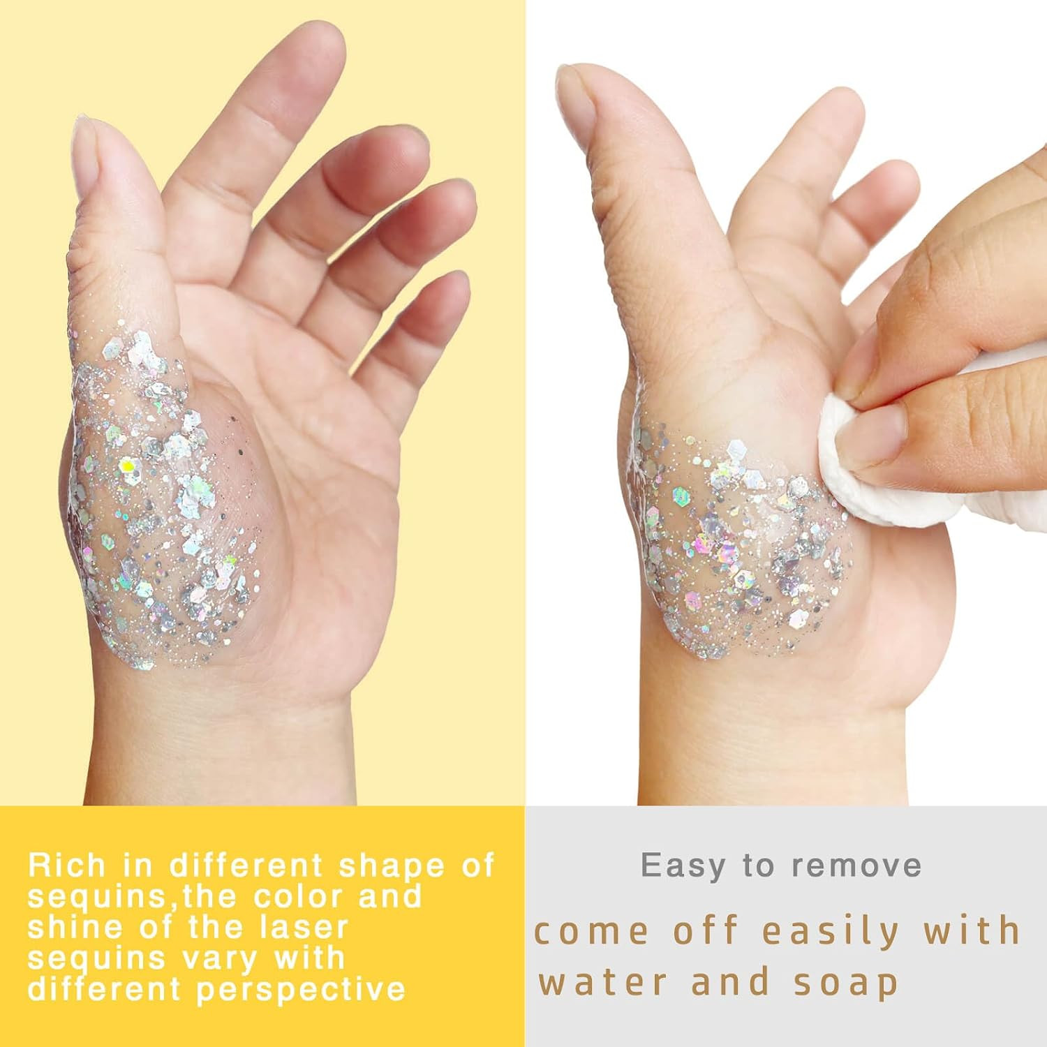 50Ml Holographic Blue Face Glitter Gel,4Th of July Body Glitter Outfits for Wome