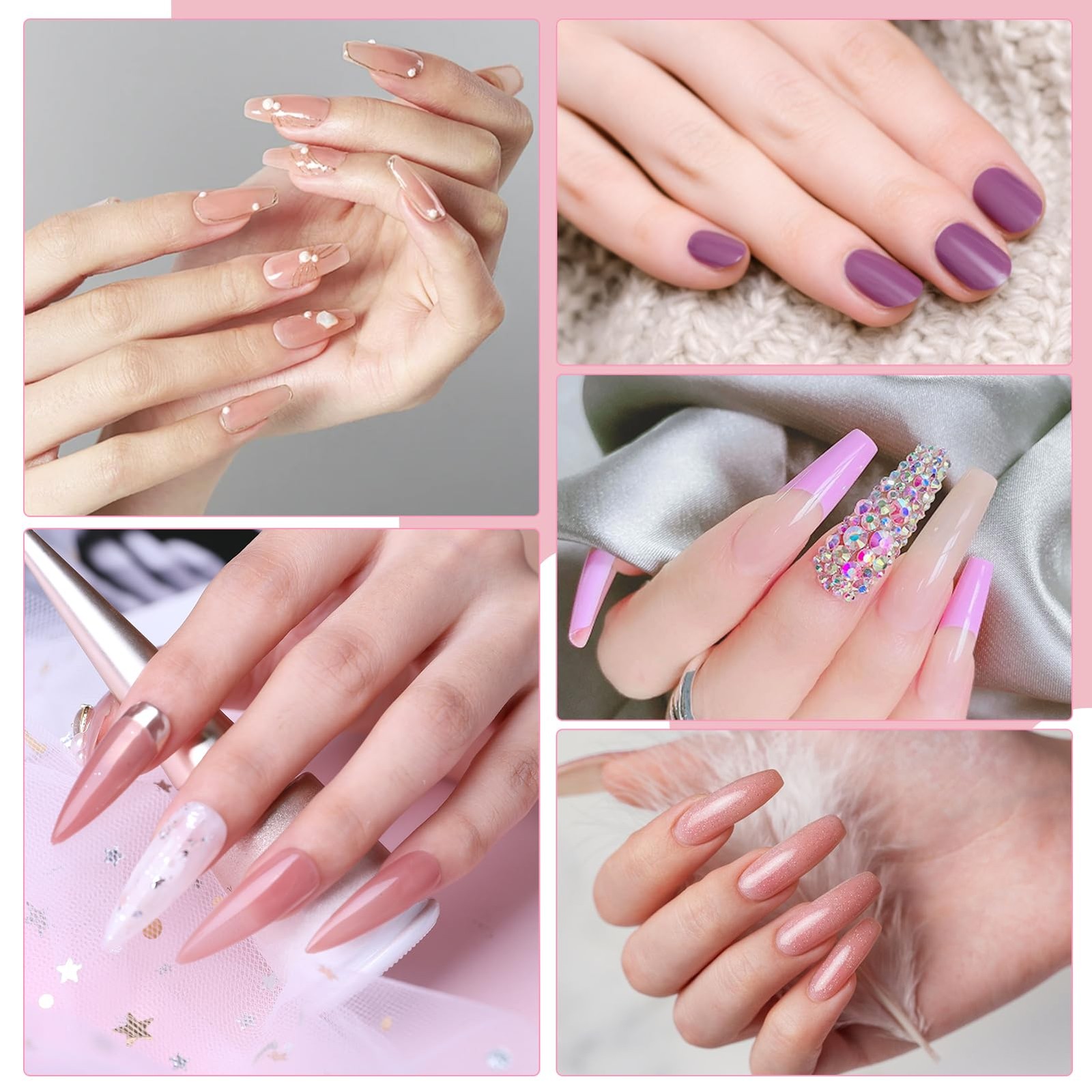 Acrylic Nail Kit,Professional Multicolor Acrylic Nails Powder Nail Starter Ki…