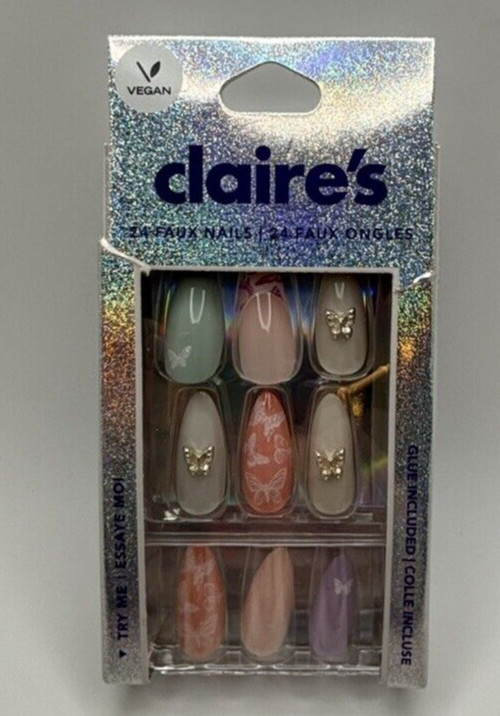 New 24 False Vegan Nails from Claire’s Butterflies