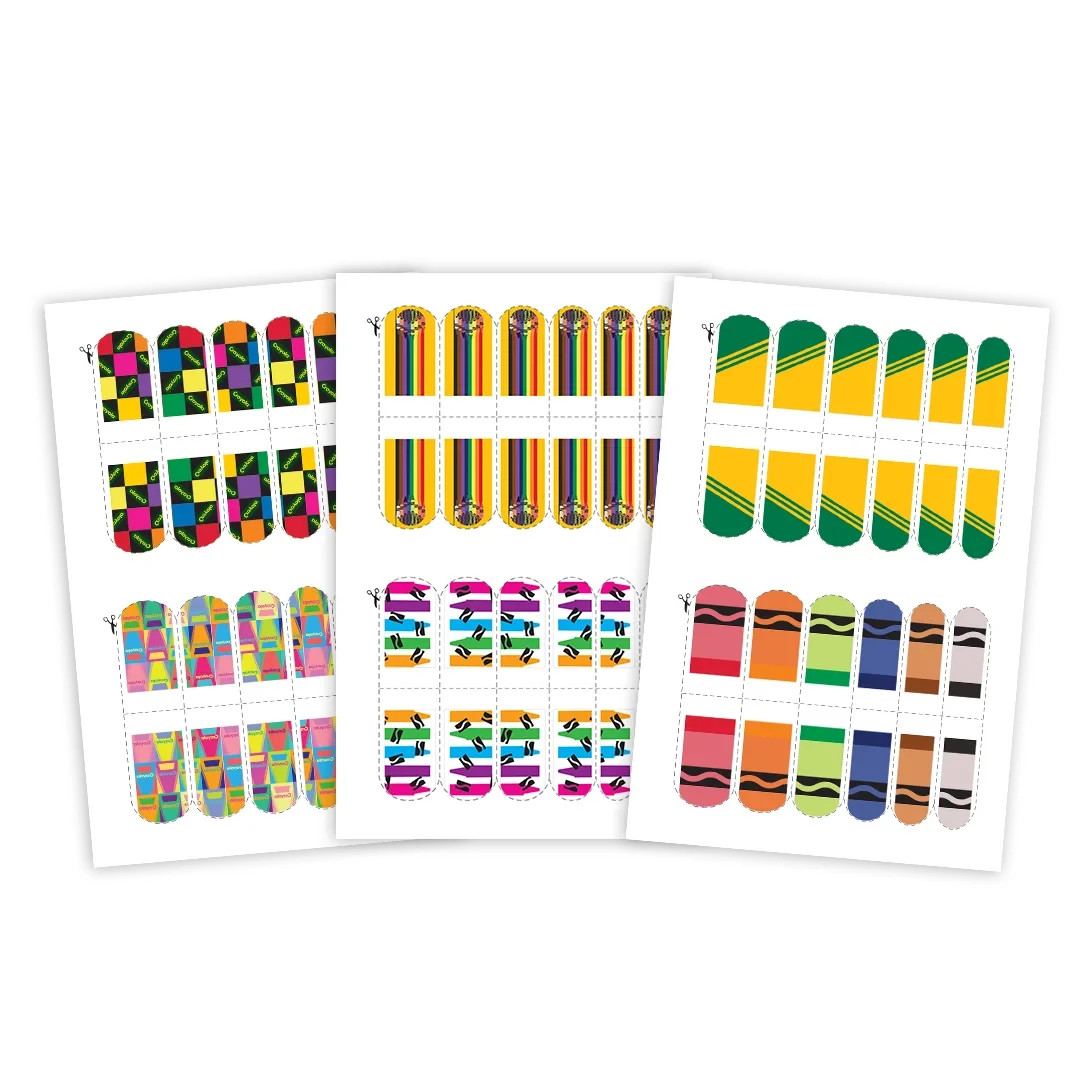 Crayola Retro Nail Décor Tattoo Pouch – 6 Different Designs, 12 Full Sets (2 Pk)