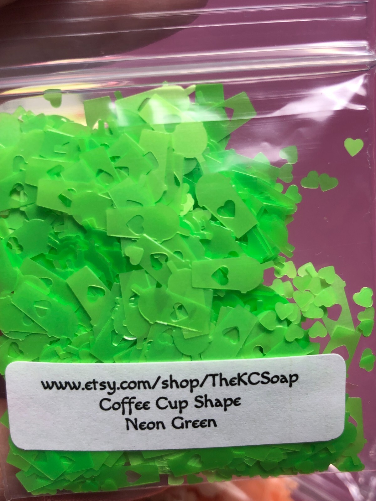 1OZ Solvent Resistant NEON GREEN COFFEE CUP Shape Glitter Epoxy US Seller