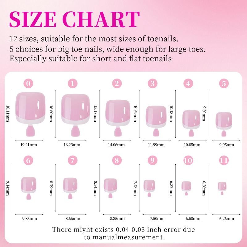 96Pcs/Box Cat’s Eye Fake Toenails French Design 4 Colors Short Square Press On
