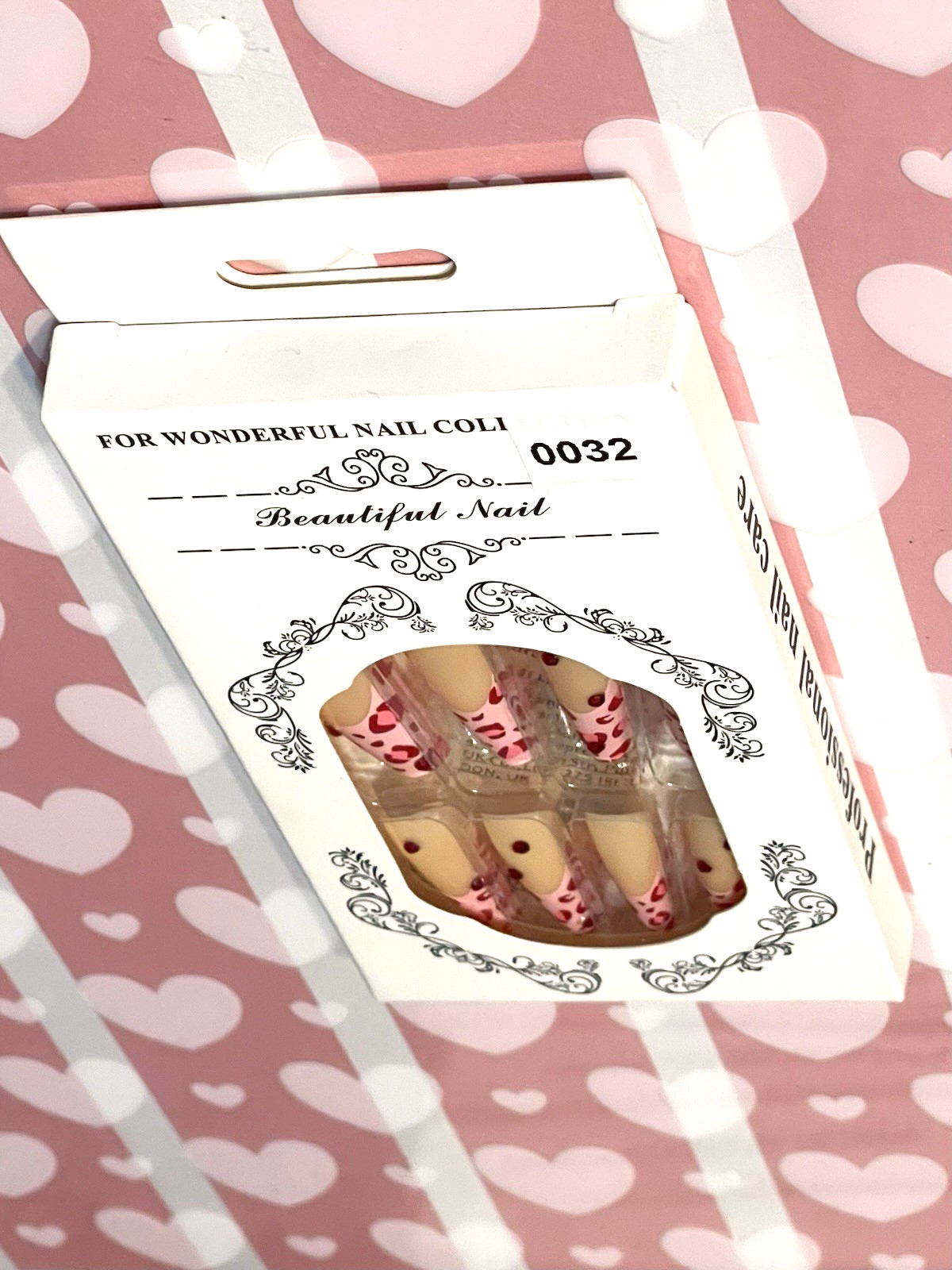For Wonderful Nail Collection NUDE with PINK FRENCH TIP & CHEETAH DETAIL, STONES