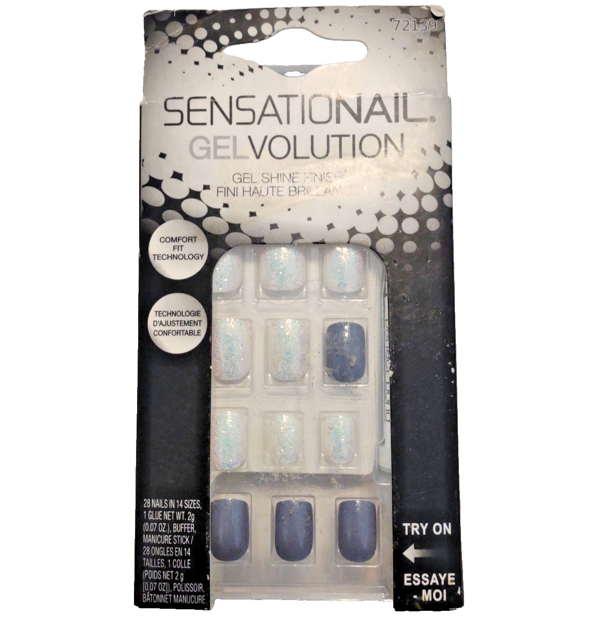 Sensationail Gelvolution Gel Shine Finish #72139 gray & white