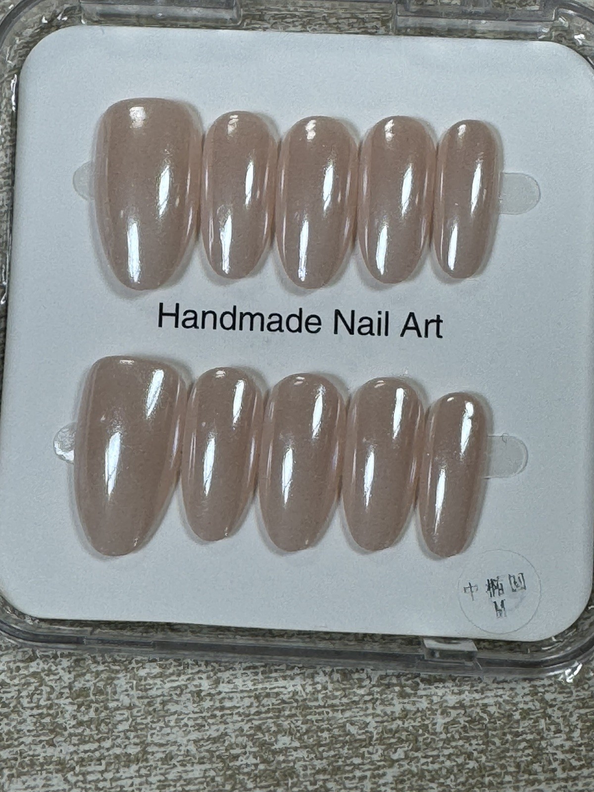 Handmade Press On Nails Nude Beige Glossy Natural Look Size M Nail Set