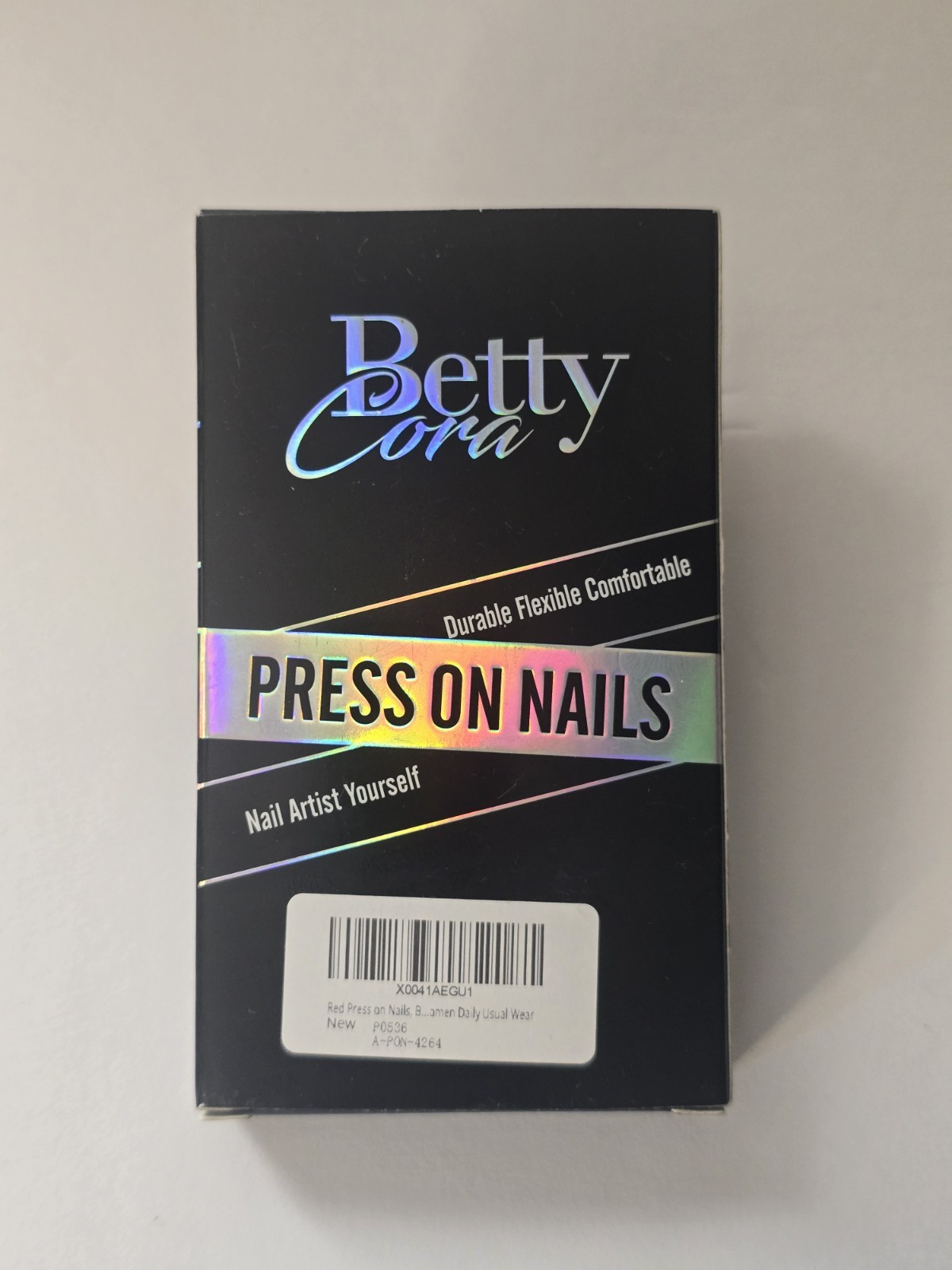 Betty Cora, Red Press On Nails, Glue Included, 24 Pcs