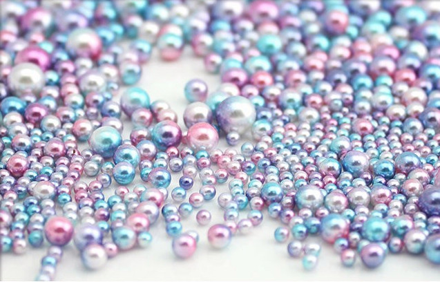 50pcs New 3D 2.5/3/4mm Gradient Colorful Mermaid Pearl Bead Ball Nail Art Decor
