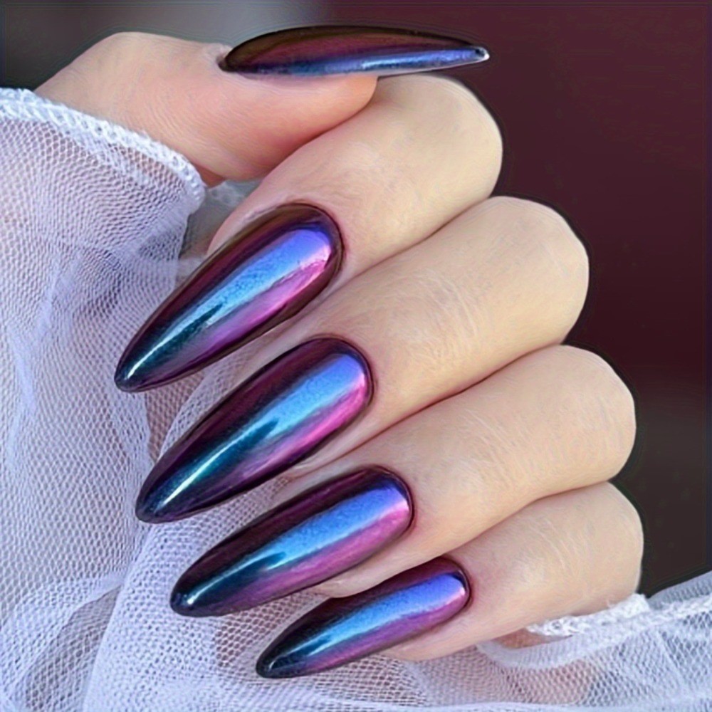 24pcs Long Almond Dopamine Press-On Nails, Multi-Color Glossy Trendy Minimalist