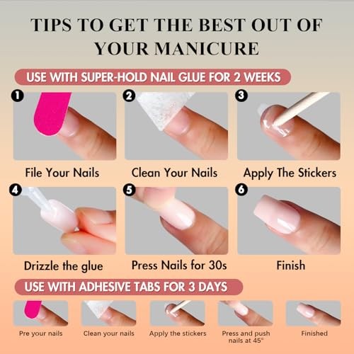 French Tip Press On Nails – Short Square – 30 Pcs – Royal Blue