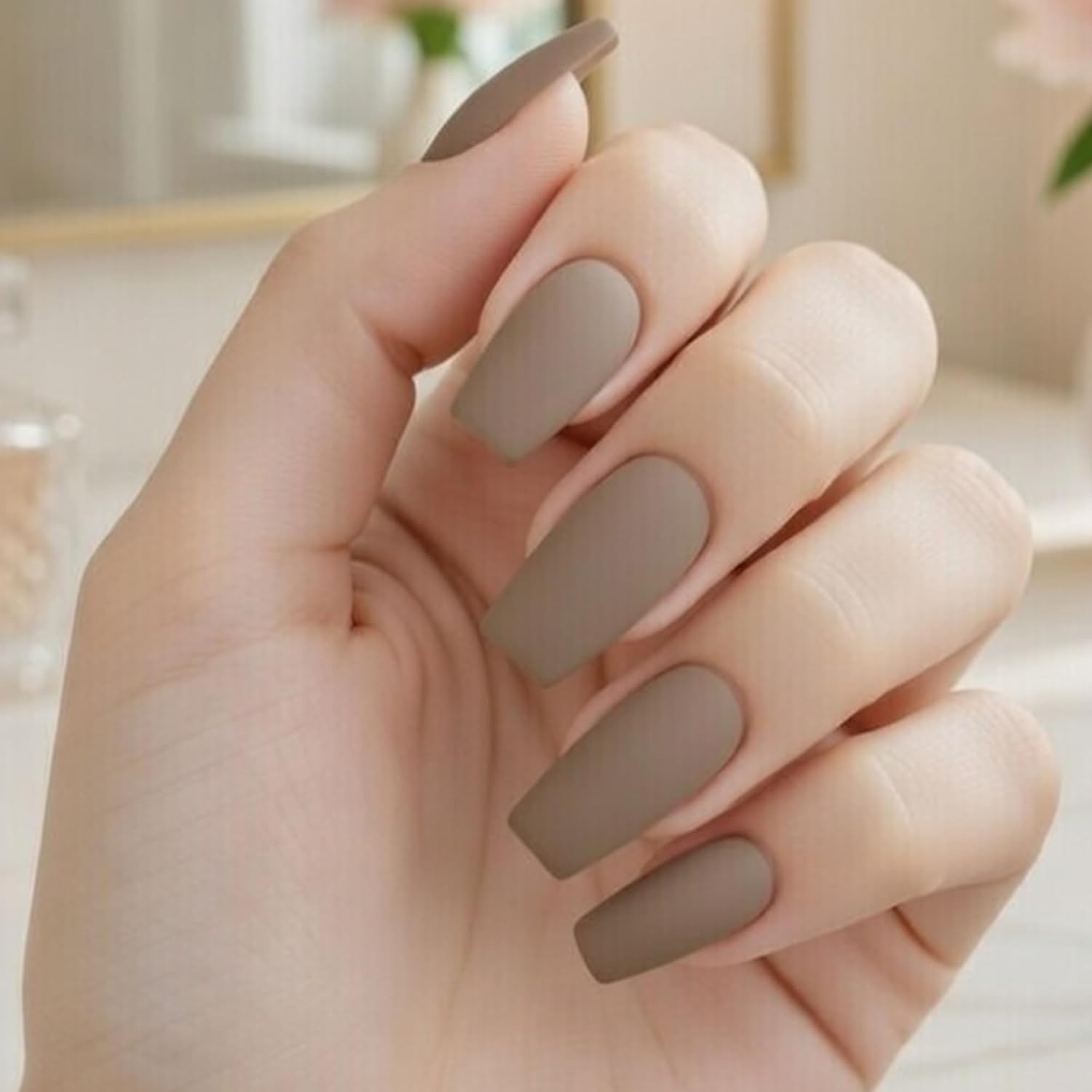 Secret Lives Reusable Press On Nails Matte Brown 24 Pieces Fake Nails Artificial
