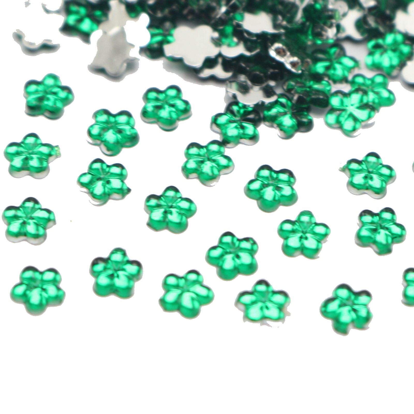 1000 Green Acrylic FlatBack Mini Flower 4mm Rhinestones Gems Nail Art Tips